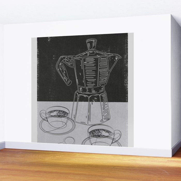 Minimalist Black And White Coffee Cups Wall Mural Gallery Image 2