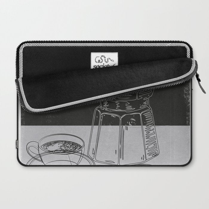 Minimalist Black And White Coffee Cups Laptop Sleeve Gallery Image 2