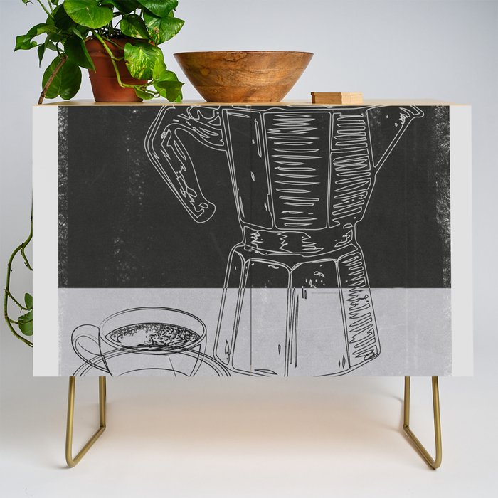 Minimalist Black And White Coffee Cups Credenza Gallery Image 1