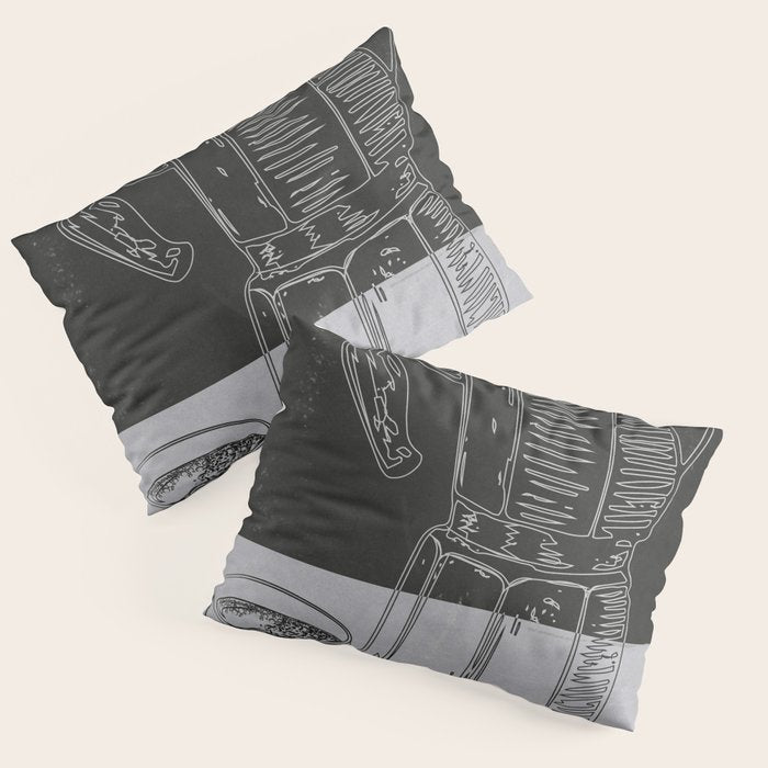 Minimalist Black And White Coffee Cups Pillow Sham Gallery Image 3