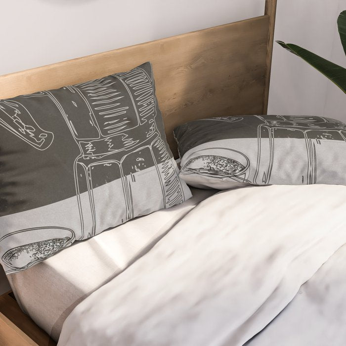 Minimalist Black And White Coffee Cups Pillow Sham Gallery Image 2