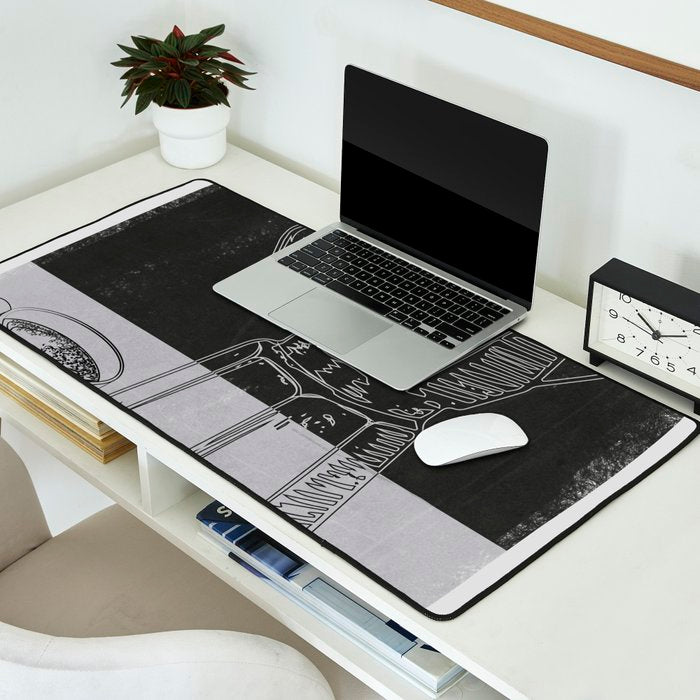 Minimalist Black And White Coffee Cups Desk Mat Gallery Image 2