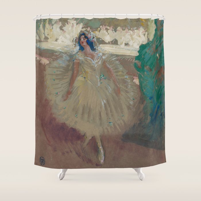 Pavlova, prima ballerina ballet Swan Lake portrait still life female painting by Henry Keller Shower Curtain Gallery Image 1