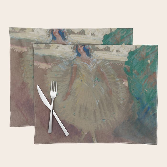 Pavlova, prima ballerina ballet Swan Lake portrait still life female painting by Henry Keller Placemat Gallery Image 1