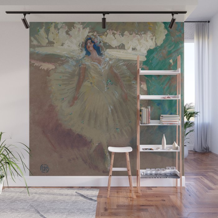 Pavlova, prima ballerina ballet Swan Lake portrait still life female painting by Henry Keller Wall Mural Gallery Image 1