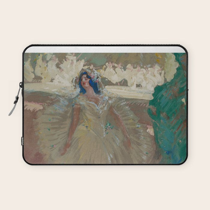 Pavlova, prima ballerina ballet Swan Lake portrait still life female painting by Henry Keller Laptop Sleeve Gallery Image 1