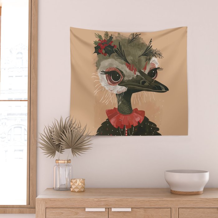 Festive Ostrich Wall Tapestry Gallery Image 2