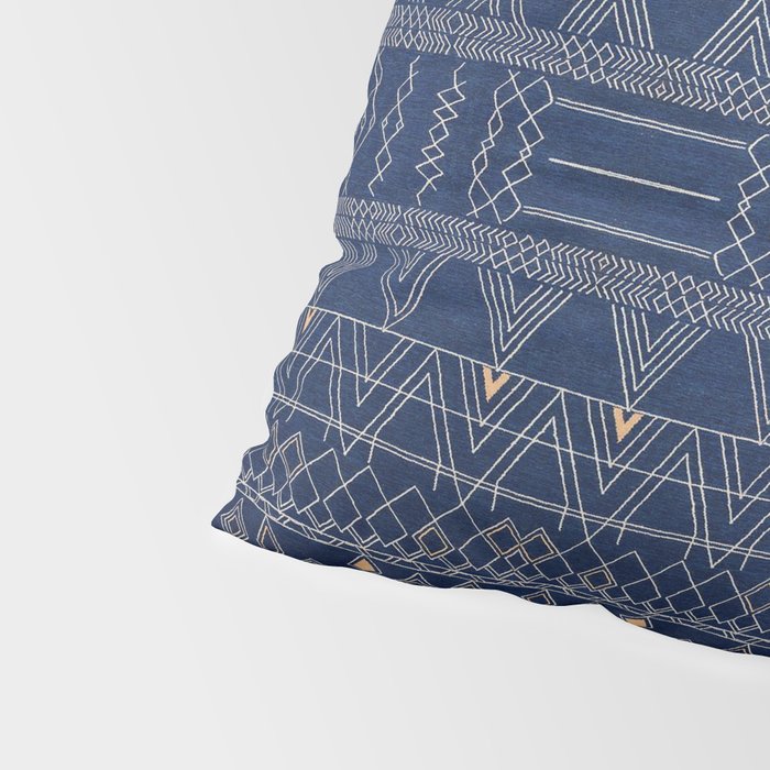 Blue Indigo Jeans Color, Bohemian Oriental Traditional Moroccan Fabric Style Pillow Sham Gallery Image 4