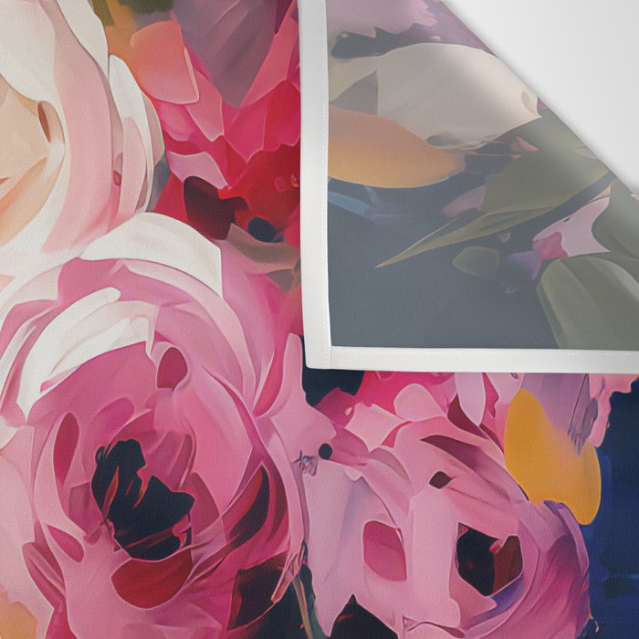 Splashes of Pink and Navy Flowery Art Wall Tapestry Gallery Image 3