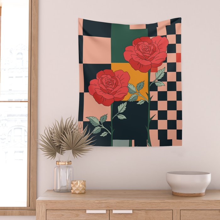 Red Roses 2 Wall Tapestry Gallery Image 2