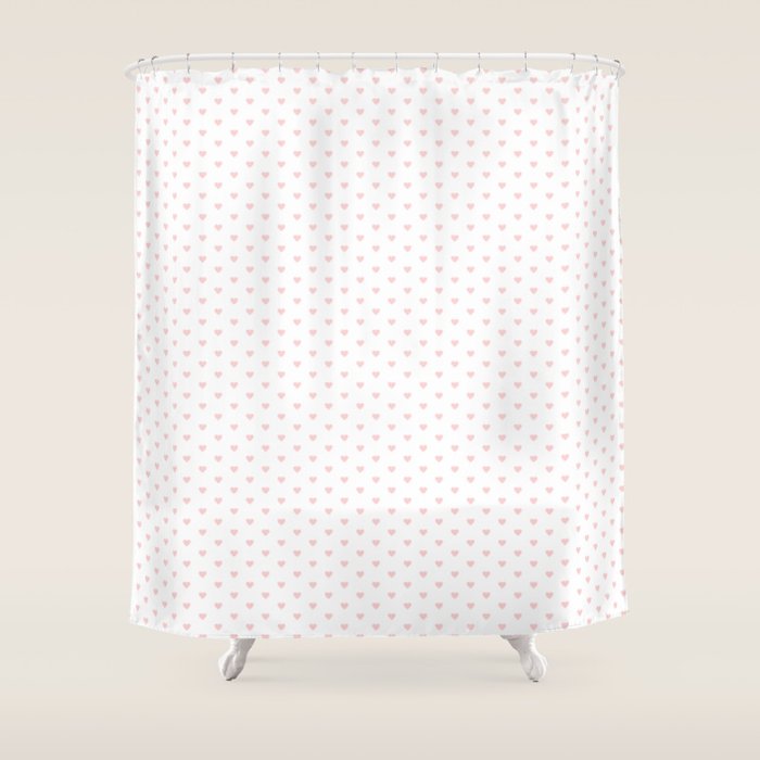 Small Pastel Pink heart pattern Shower Curtain Gallery Image 1