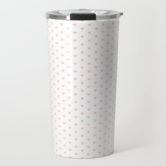 Small Pastel Pink heart pattern Travel Mug Gallery Image 1