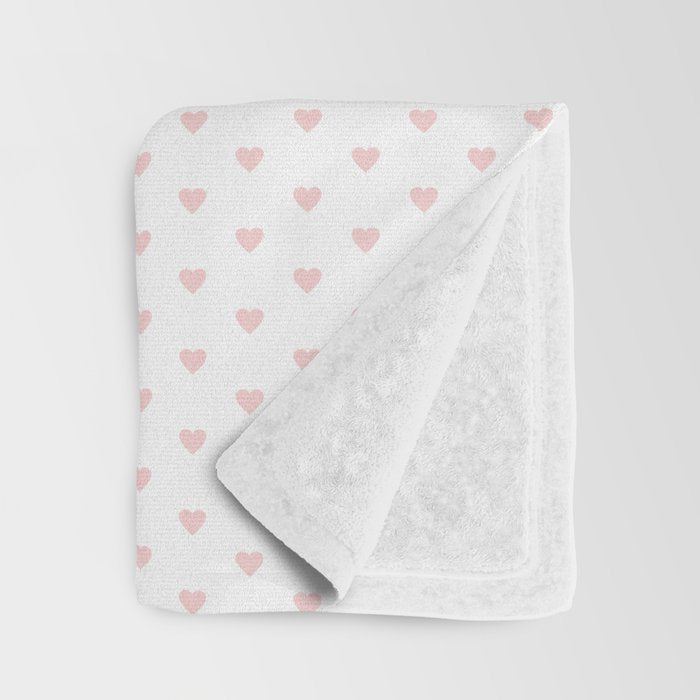 Small Pastel Pink heart pattern Throw Blanket Gallery Image 3