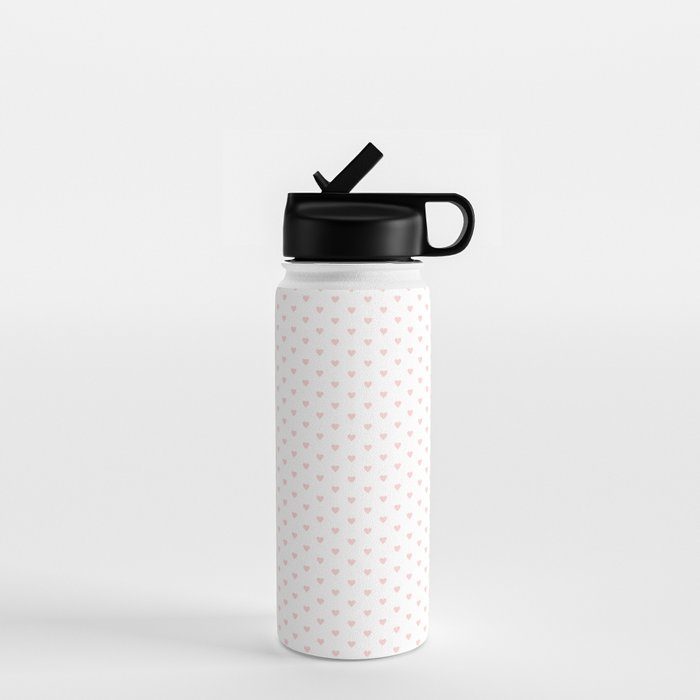 Small Pastel Pink heart pattern Water Bottle Gallery Image 1
