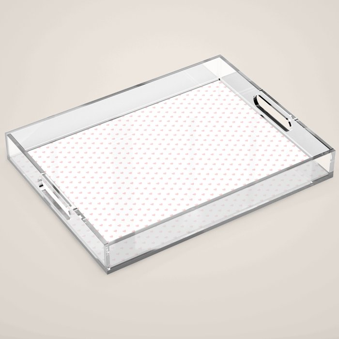 Small Pastel Pink heart pattern Acrylic Tray Gallery Image 1