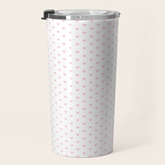 Small Pastel Pink heart pattern Travel Mug Gallery Image 3