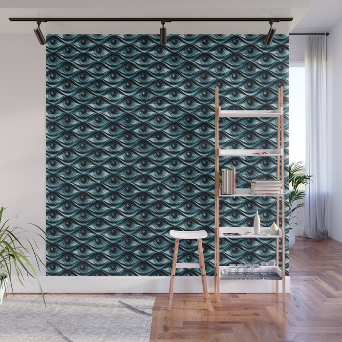 Hypnotized - vintage blue Wall Mural Gallery Image 1
