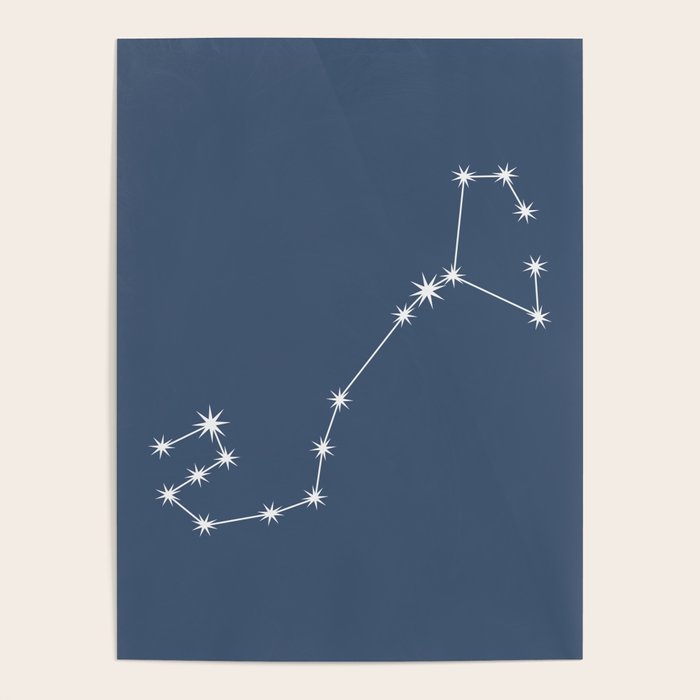 Scorpio Zodiac Star Constellation Line Art Neutral Blue Poster Gallery Image 4