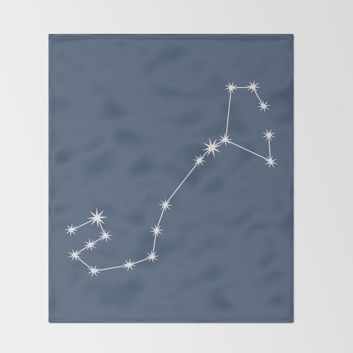 Scorpio Zodiac Star Constellation Line Art Neutral Blue Throw Blanket Gallery Image 2