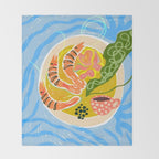 Tiger Shrimp Seafood Platter Throw Blanket Gallery Image 2