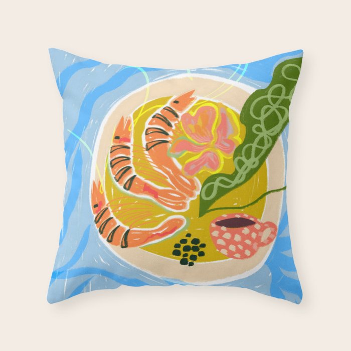 Tiger Shrimp Seafood Platter Throw Pillow Gallery Image 6