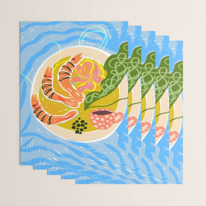 Tiger Shrimp Seafood Platter Wrapping Paper Gallery Image 3