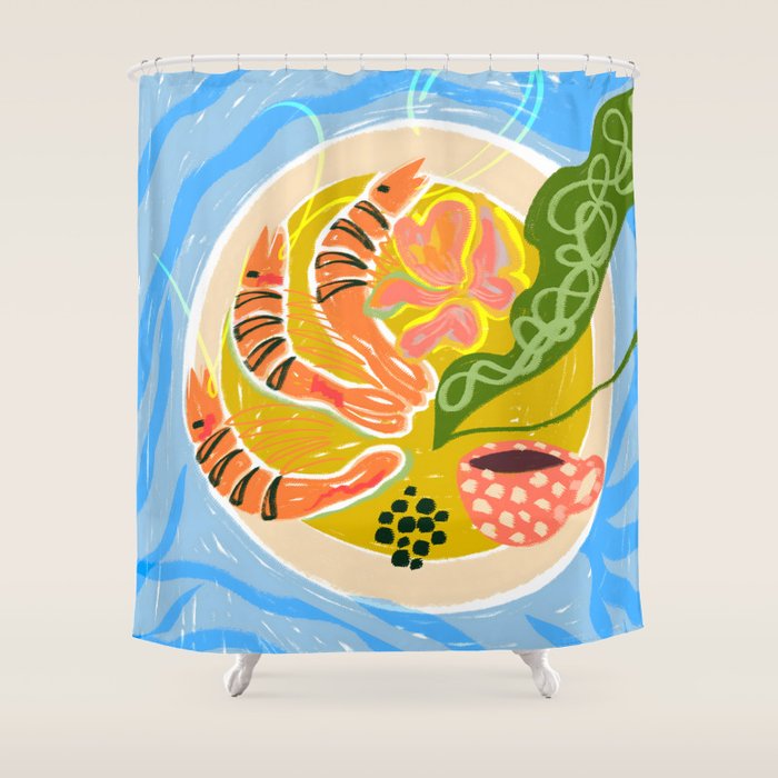 Tiger Shrimp Seafood Platter Shower Curtain Gallery Image 1