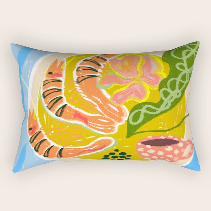 Tiger Shrimp Seafood Platter Rectangular Pillow Gallery Image 2