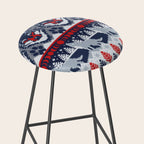 Fair isle knitting grey wolf // navy blue and grey wolves red moons and pine trees Stool Gallery Image 2
