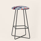 Fair isle knitting grey wolf // navy blue and grey wolves red moons and pine trees Stool Gallery Image 1