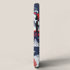 Fair isle knitting grey wolf // navy blue and grey wolves red moons and pine trees iPhone Case Gallery Image 2