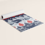 Fair isle knitting grey wolf // navy blue and grey wolves red moons and pine trees Yoga Mat Gallery Image 2