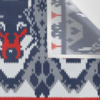 Fair isle knitting grey wolf // navy blue and grey wolves red moons and pine trees Wall Tapestry Gallery Image 3
