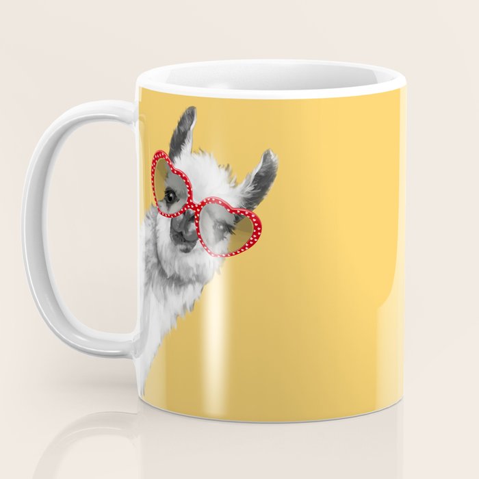 Fashion Hipster Llama with Glasses Coffee Mug Gallery Image 3