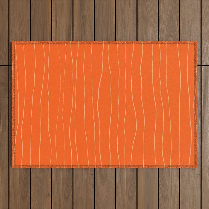 Organic Stripes Minimalist Modern Orange Pattern Outdoor Rug Gallery Image 1