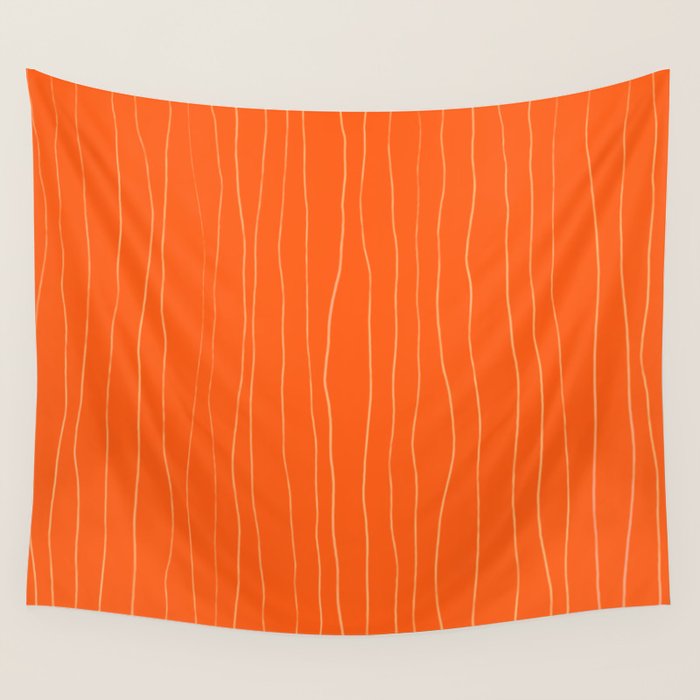 Organic Stripes Minimalist Modern Orange Pattern Wall Tapestry Gallery Image 4