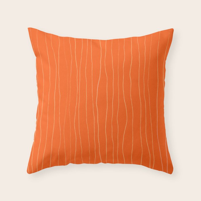 Organic Stripes Minimalist Modern Orange Pattern Throw Pillow Gallery Image 6