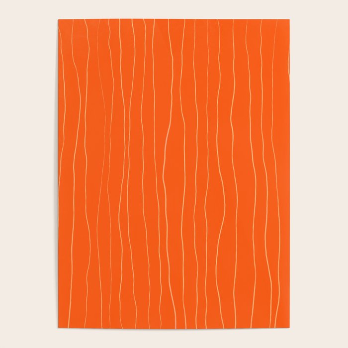 Organic Stripes Minimalist Modern Orange Pattern Poster Gallery Image 1