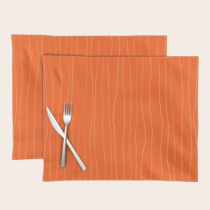 Organic Stripes Minimalist Modern Orange Pattern Placemat Gallery Image 1