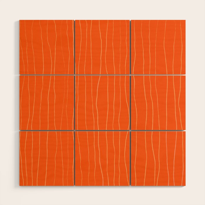 Organic Stripes Minimalist Modern Orange Pattern Wood Wall Art Gallery Image 1