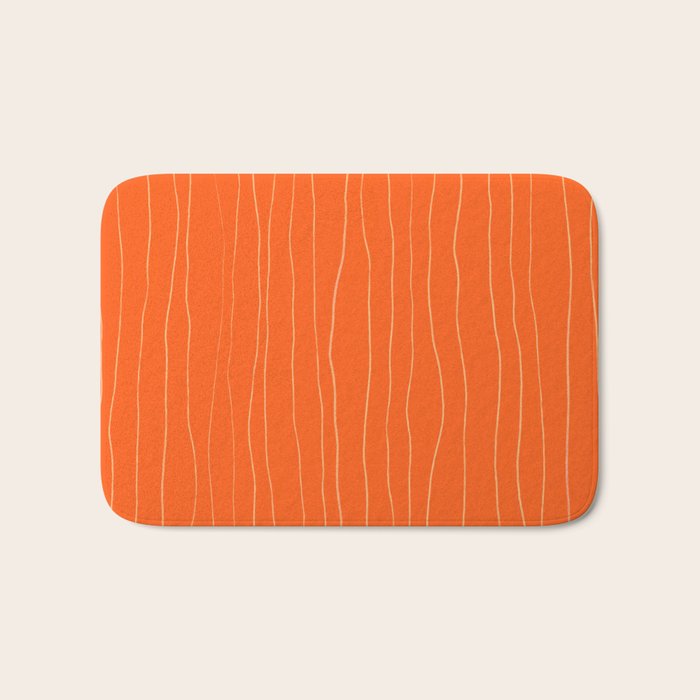 Organic Stripes Minimalist Modern Orange Pattern Bath Mat Gallery Image 1