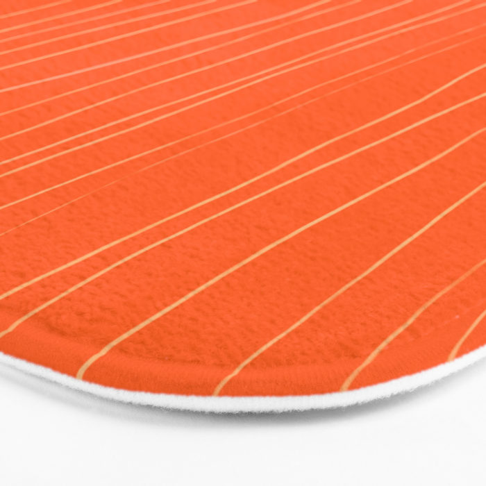Organic Stripes Minimalist Modern Orange Pattern Bath Mat Gallery Image 3