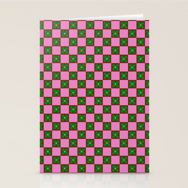 Billie - Floral Checker Stationery Card Gallery Image 2