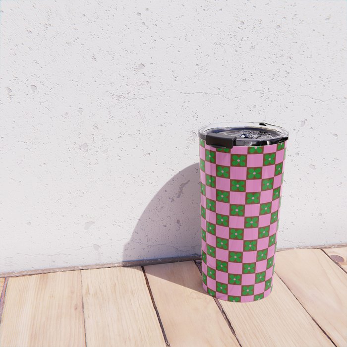 Billie - Floral Checker Travel Mug Gallery Image 4