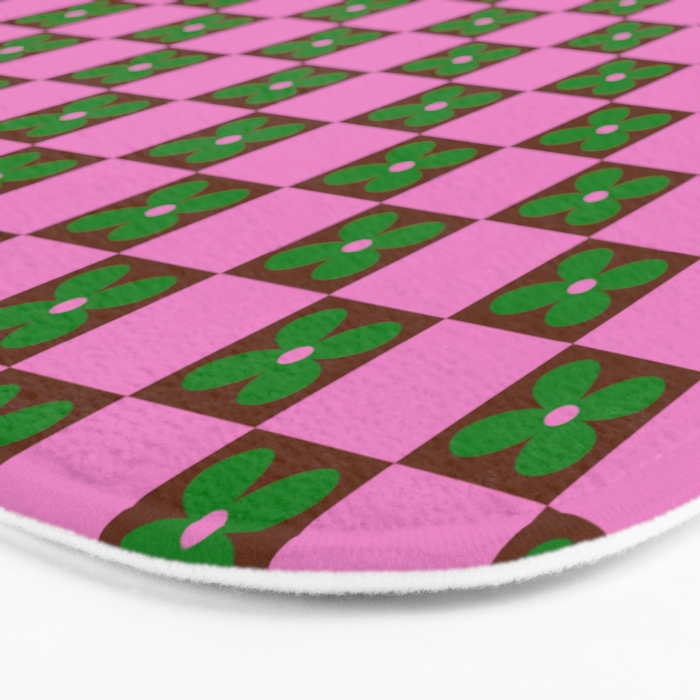 Billie - Floral Checker Bath Mat Gallery Image 3