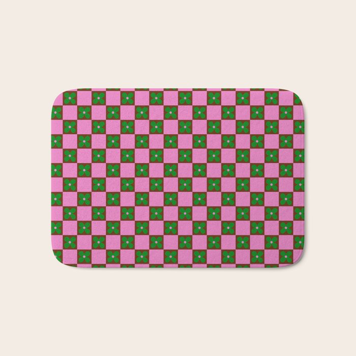 Billie - Floral Checker Bath Mat Gallery Image 1