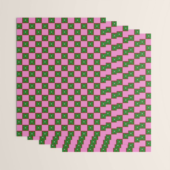 Billie - Floral Checker Wrapping Paper Gallery Image 3