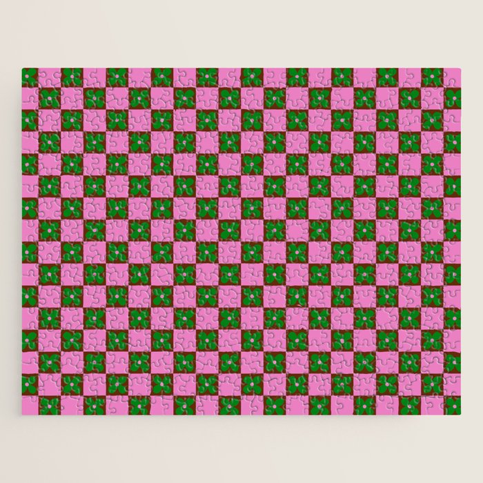 Billie - Floral Checker Jigsaw Puzzle Gallery Image 1