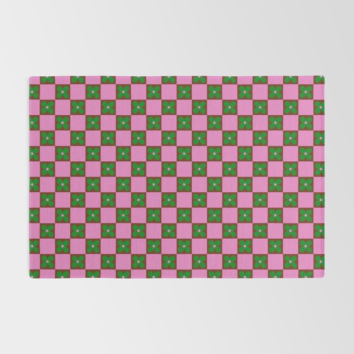 Billie - Floral Checker Rug Gallery Image 2