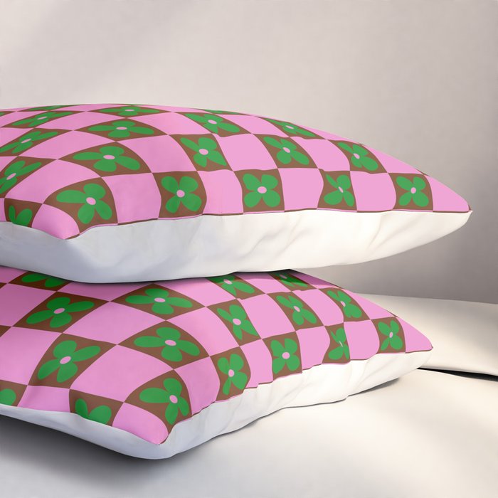 Billie - Floral Checker Pillow Sham Gallery Image 3